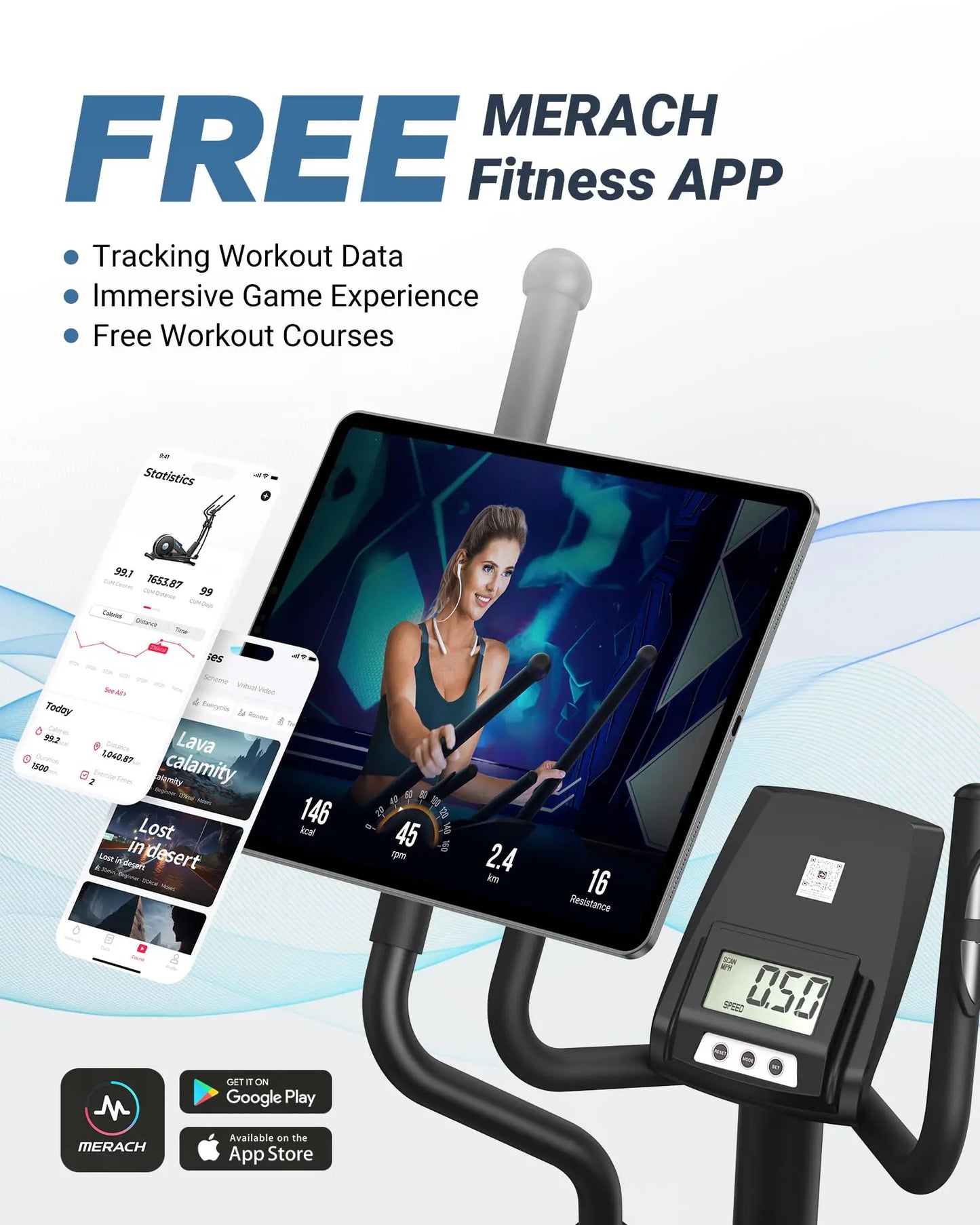 MERACH Elliptical Machine With Magnetic Drive And App