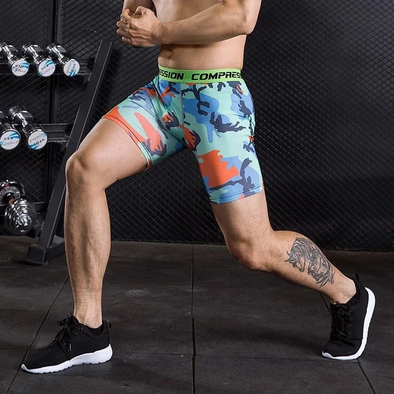 Men Camouflage 3D Print Compression Shorts For Gym Training
