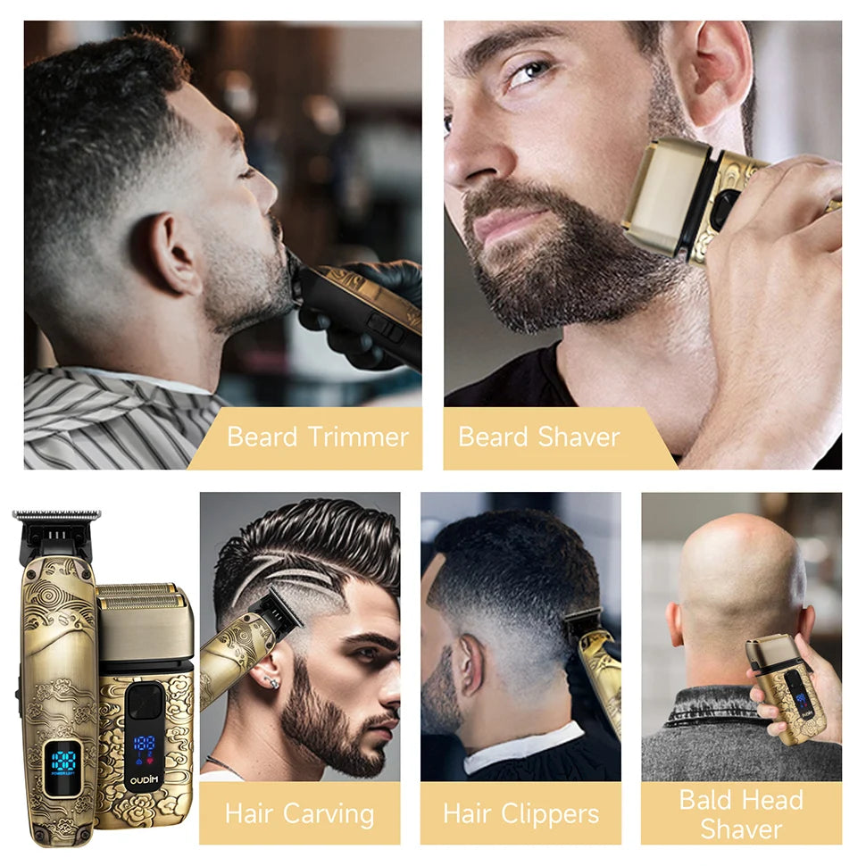 Oudim Men Foil Shaver And Beard Trimmer Grooming Kit