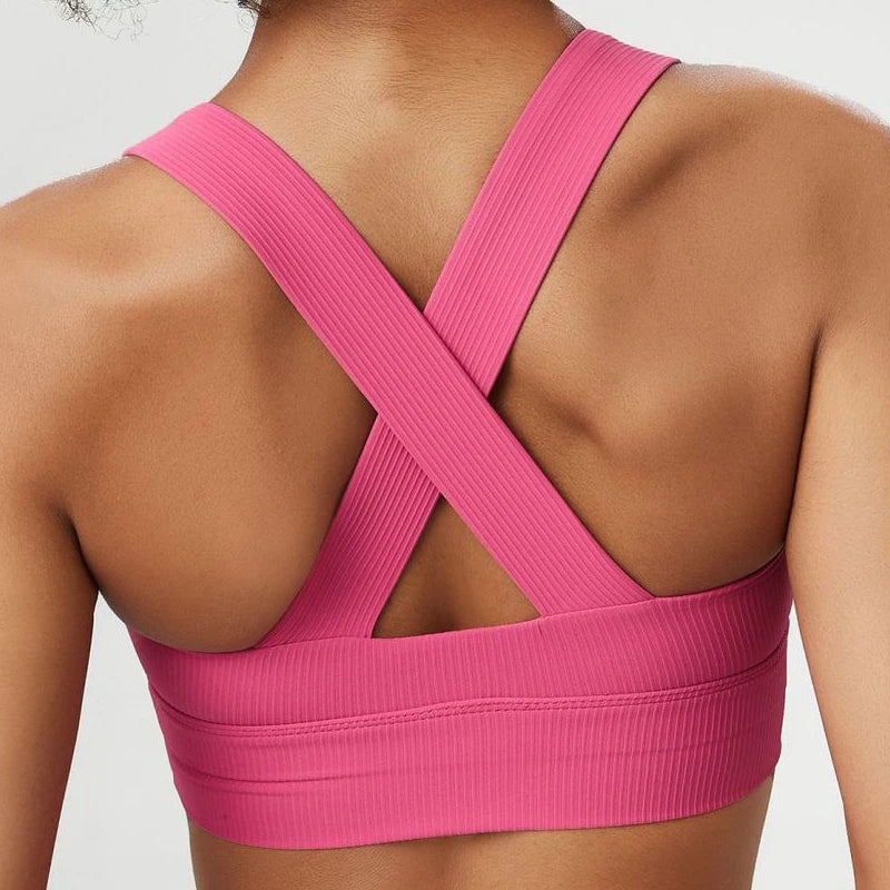 COZOKCN High Impact Yoga Bra For Women Ribbed Quick Dry