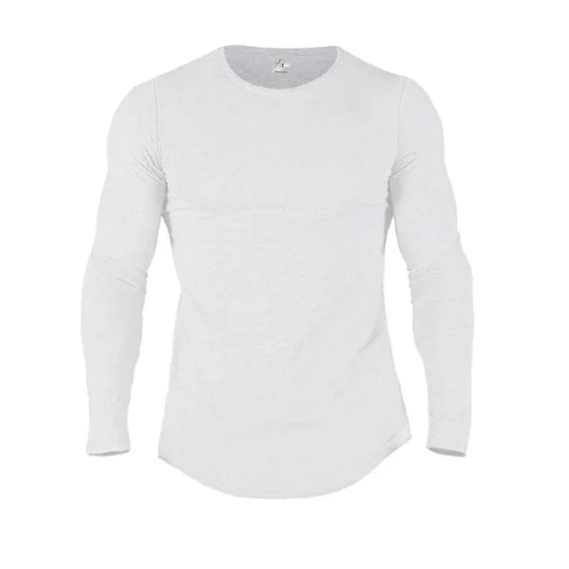 Plain Cotton Breathable Long Sleeve Gym Shirt for Men