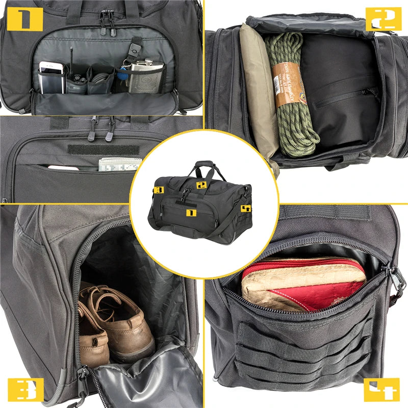 LQARMYCN Waterproof Gym Bag Military Duffle for Travel