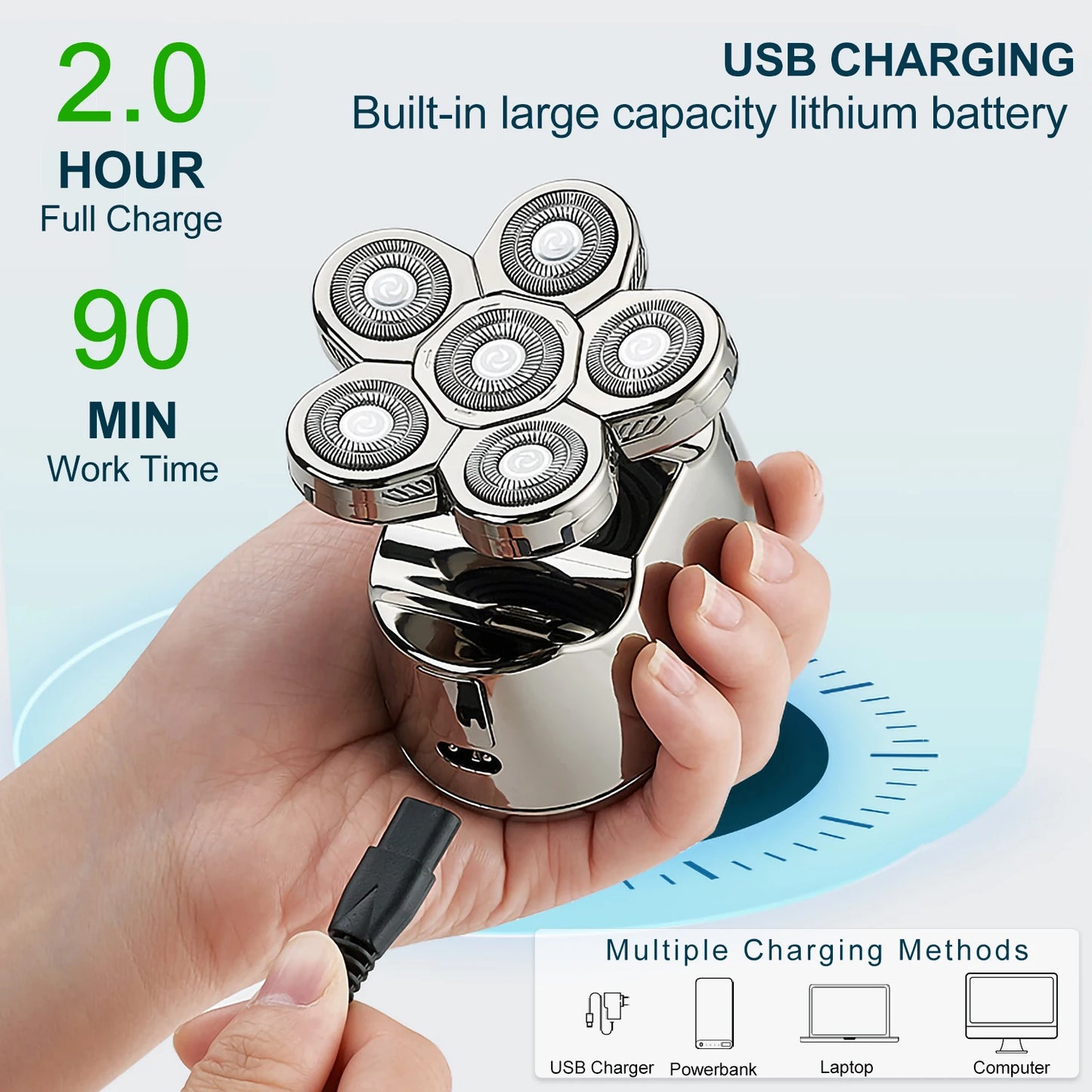 Solimpia 6 In 1 Electric Shaver For Men Waterproof