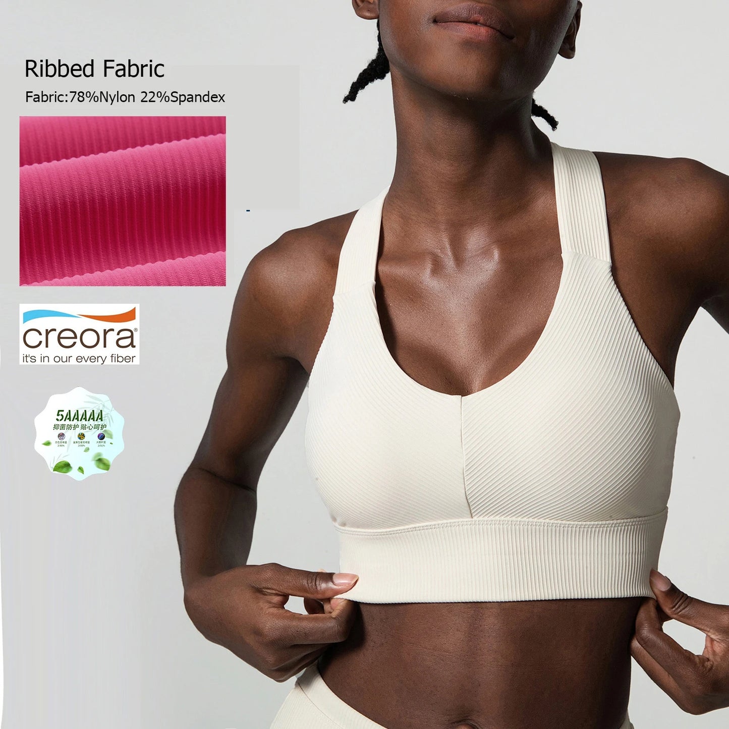 COZOKCN High Impact Yoga Bra For Women Ribbed Quick Dry
