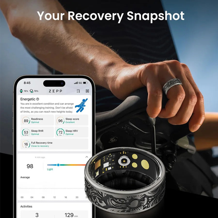 Smart Ring Fitness Tracker With Sleep Monitor And Pedometer