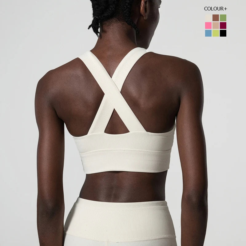 COZOKCN High Impact Yoga Bra For Women Ribbed Quick Dry