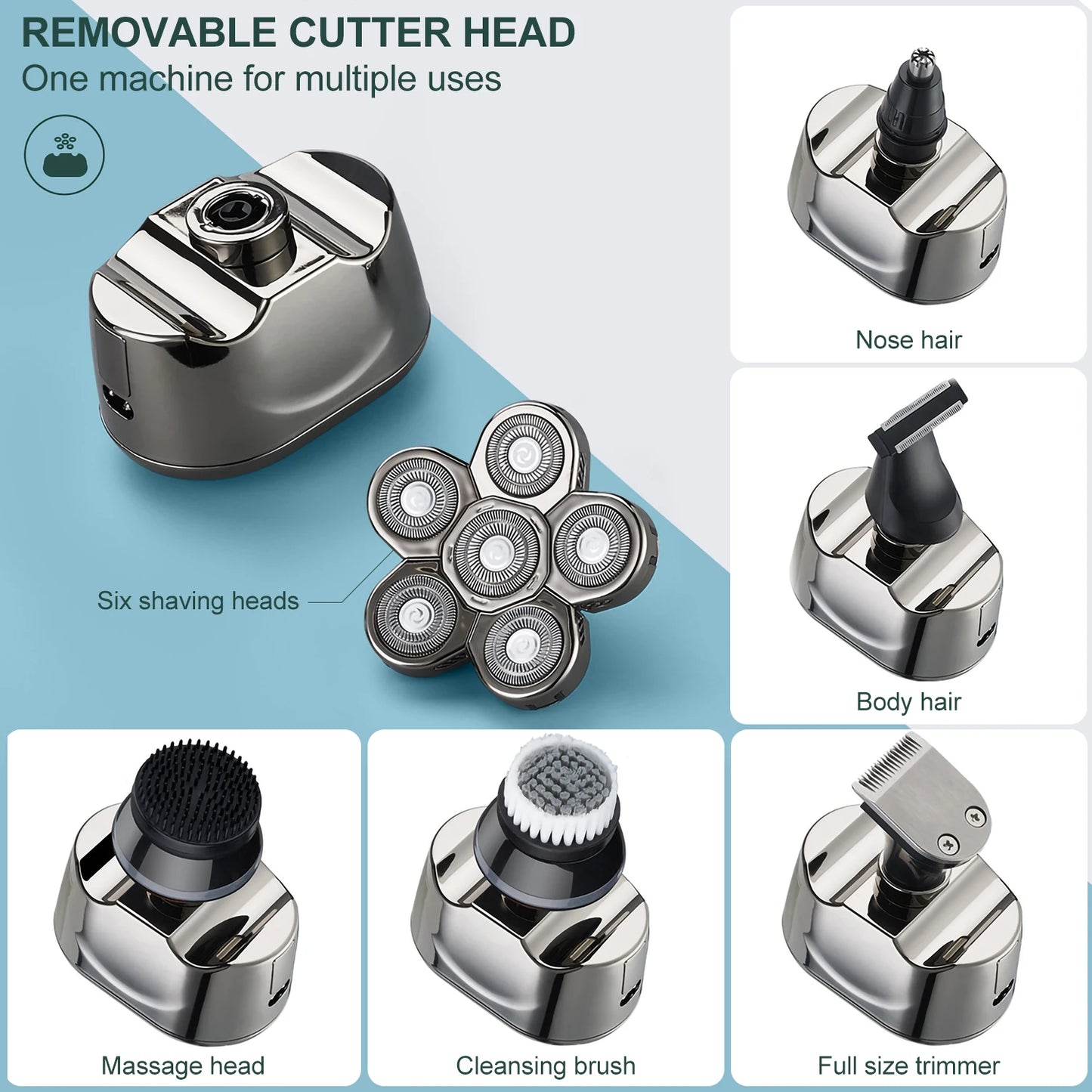 Solimpia 6 In 1 Electric Shaver For Men Waterproof