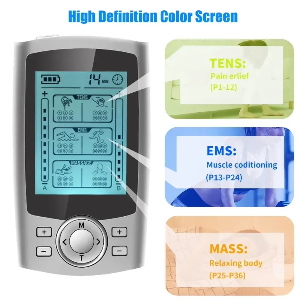 Electronic EMS Tens Unit Muscle Stimulator 36 Modes Massage