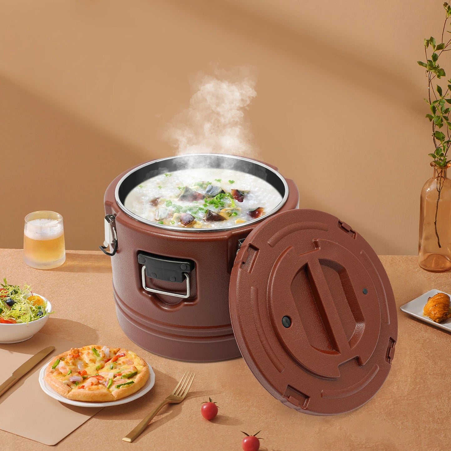 Brown Modern Stainless Steel Food Warmer Insulated Carrier