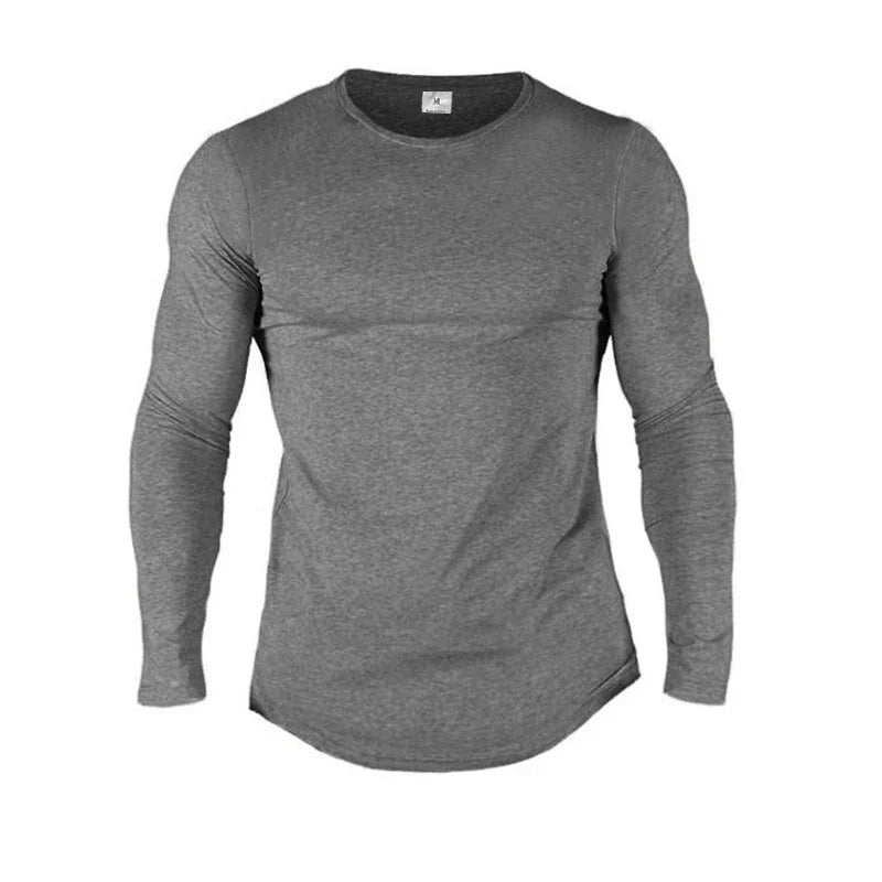 Plain Cotton Breathable Long Sleeve Gym Shirt for Men