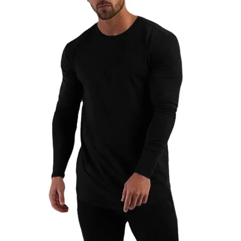 Plain Cotton Breathable Long Sleeve Gym Shirt for Men