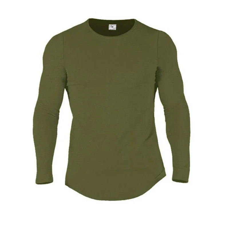 Plain Cotton Breathable Long Sleeve Gym Shirt for Men