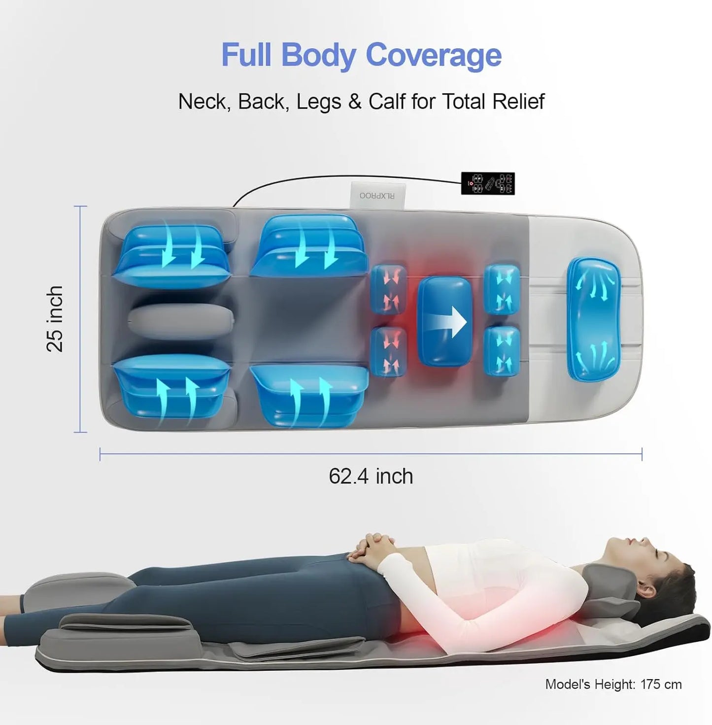 HOMEMASSA Full Body Massage Mat With Heat And Stretching