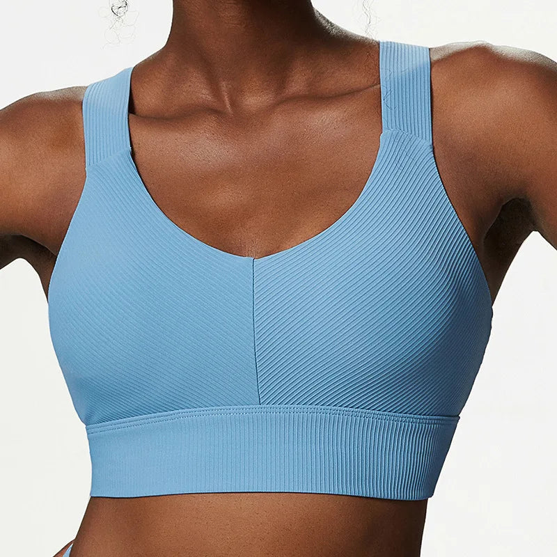 COZOKCN High Impact Yoga Bra For Women Ribbed Quick Dry
