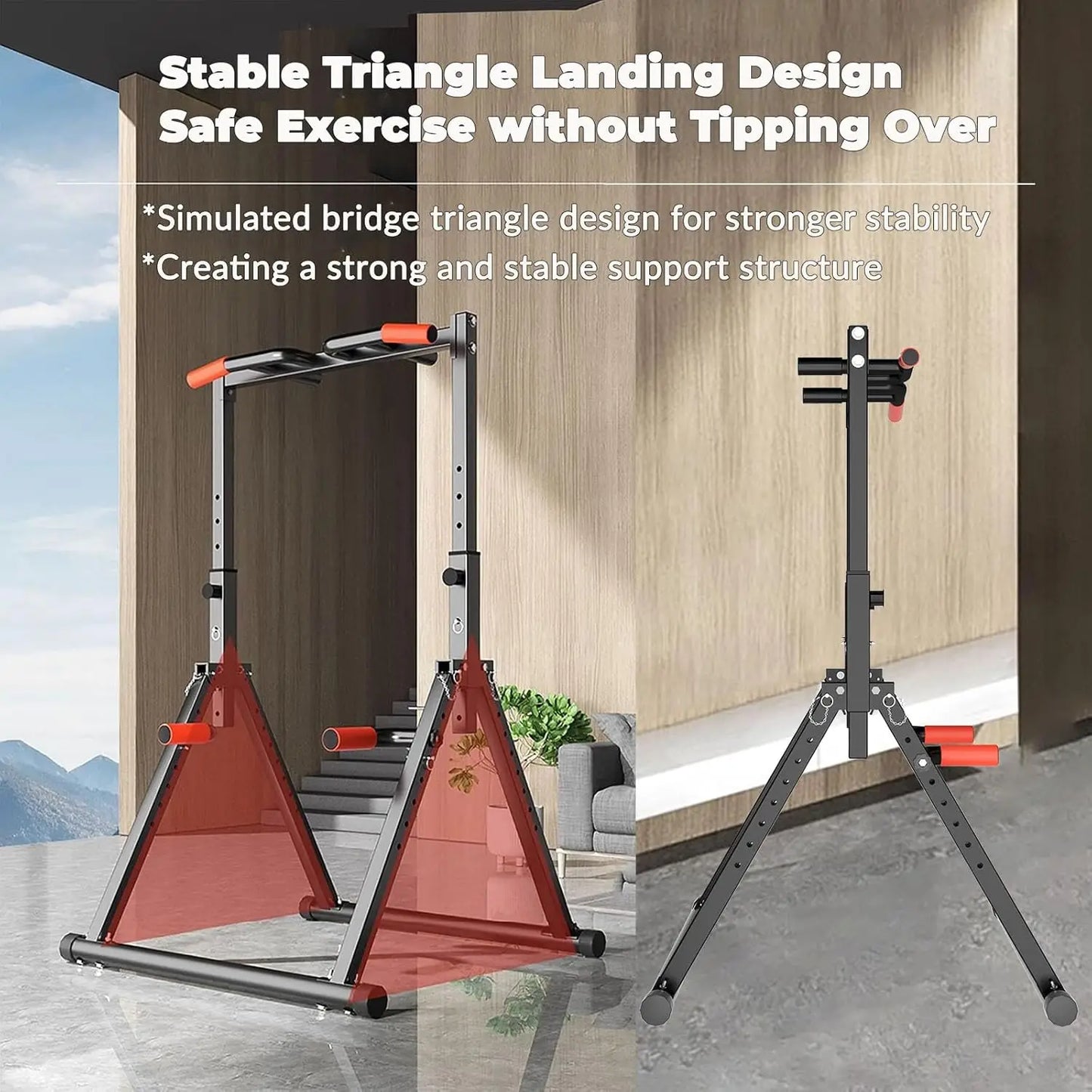 Exerciser Foldable Power Tower Pull Up Bar Dip Station