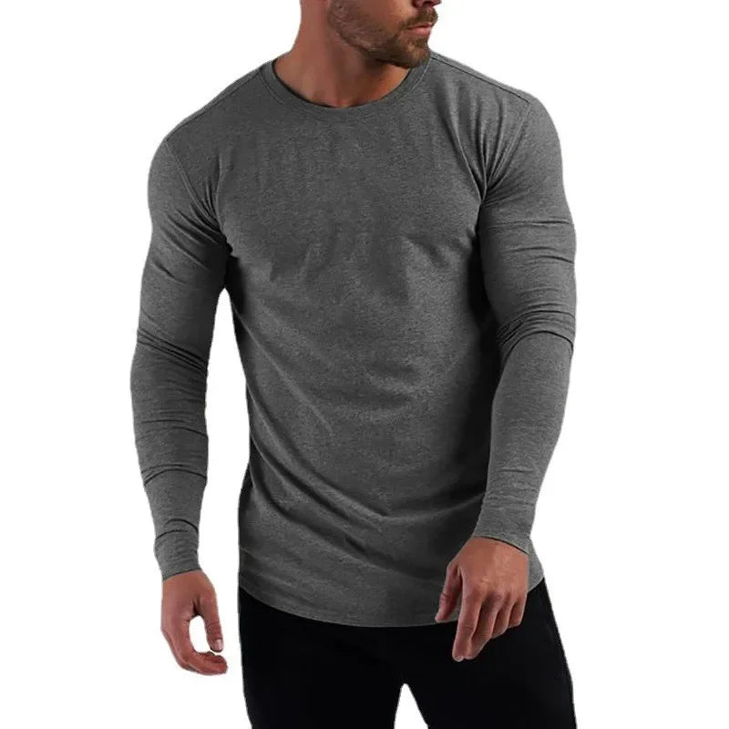 Plain Cotton Breathable Long Sleeve Gym Shirt for Men