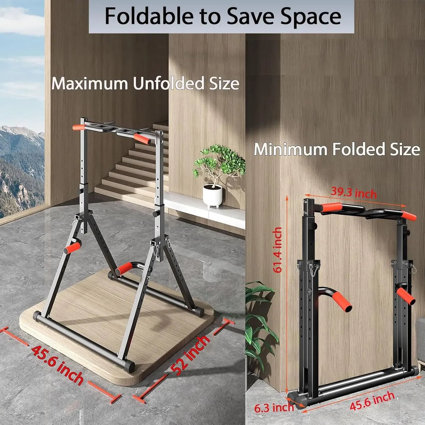 Exerciser Foldable Power Tower Pull Up Bar Dip Station