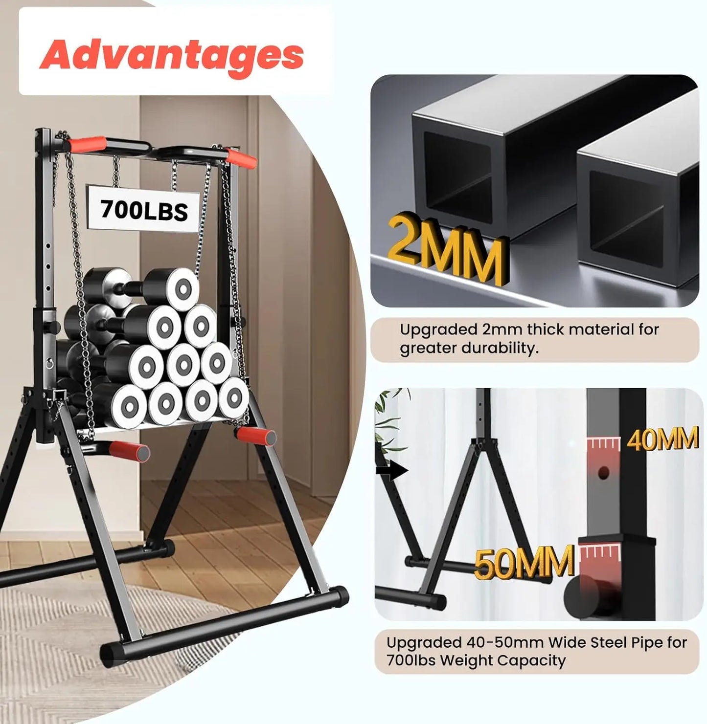 Exerciser Foldable Power Tower Pull Up Bar Dip Station