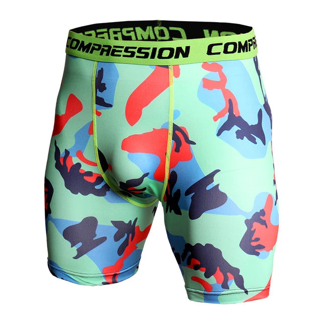Men Camouflage 3D Print Compression Shorts For Gym Training