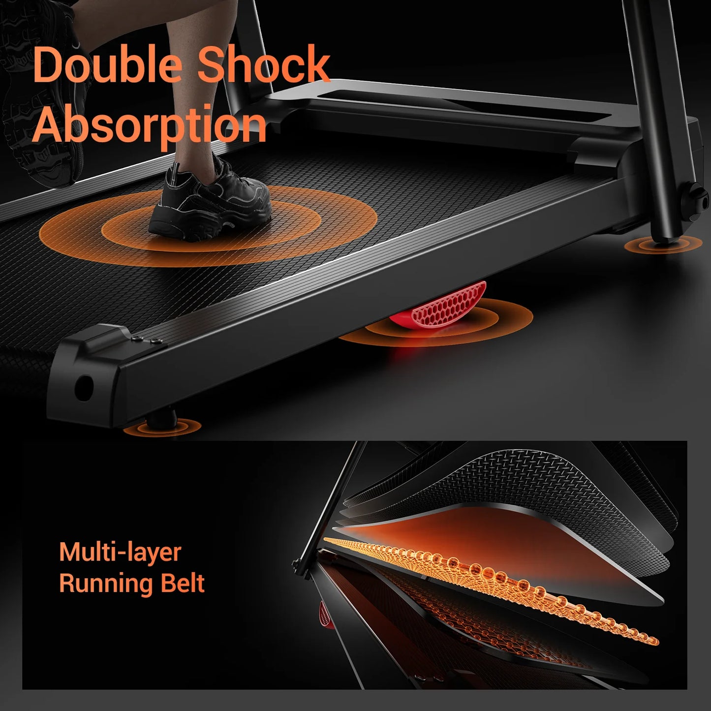 Driving Power 3HP Brushless Foldable Home Treadmill Quiet