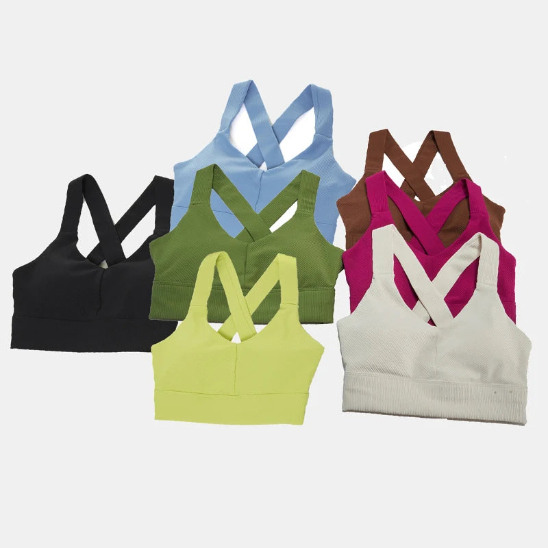 COZOKCN High Impact Yoga Bra For Women Ribbed Quick Dry