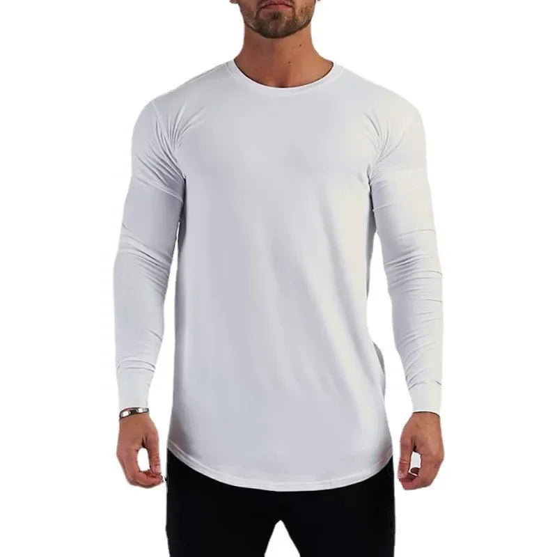 Plain Cotton Breathable Long Sleeve Gym Shirt for Men