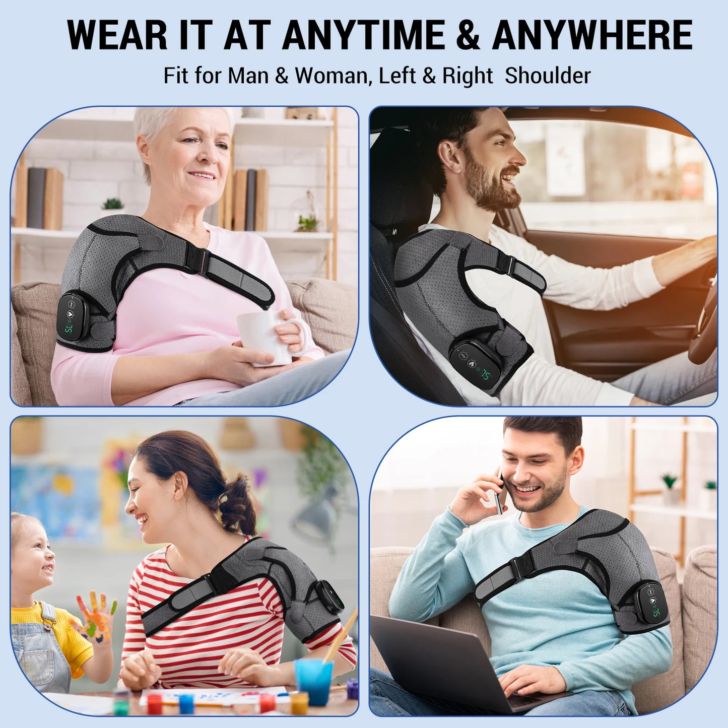 Hailicare Electric Heating Shoulder Massage Brace Belt
