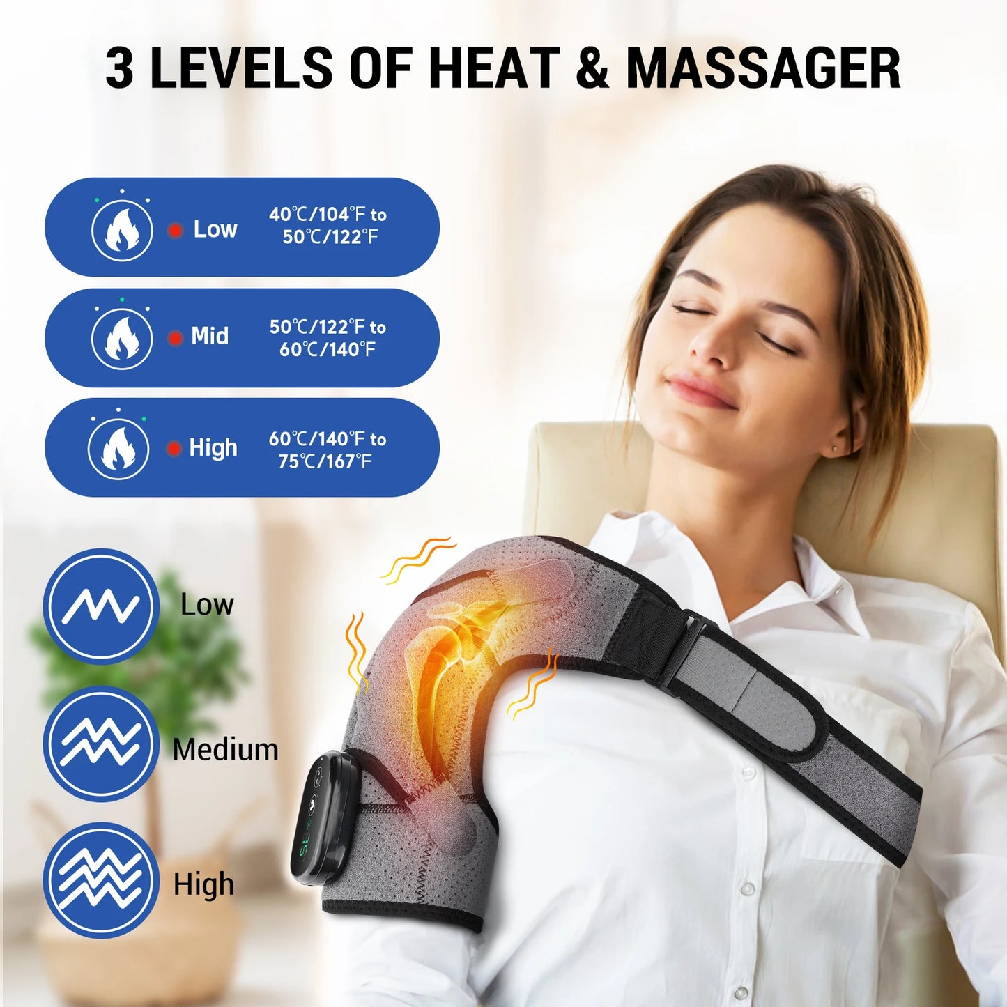 Hailicare Electric Heating Shoulder Massage Brace Belt