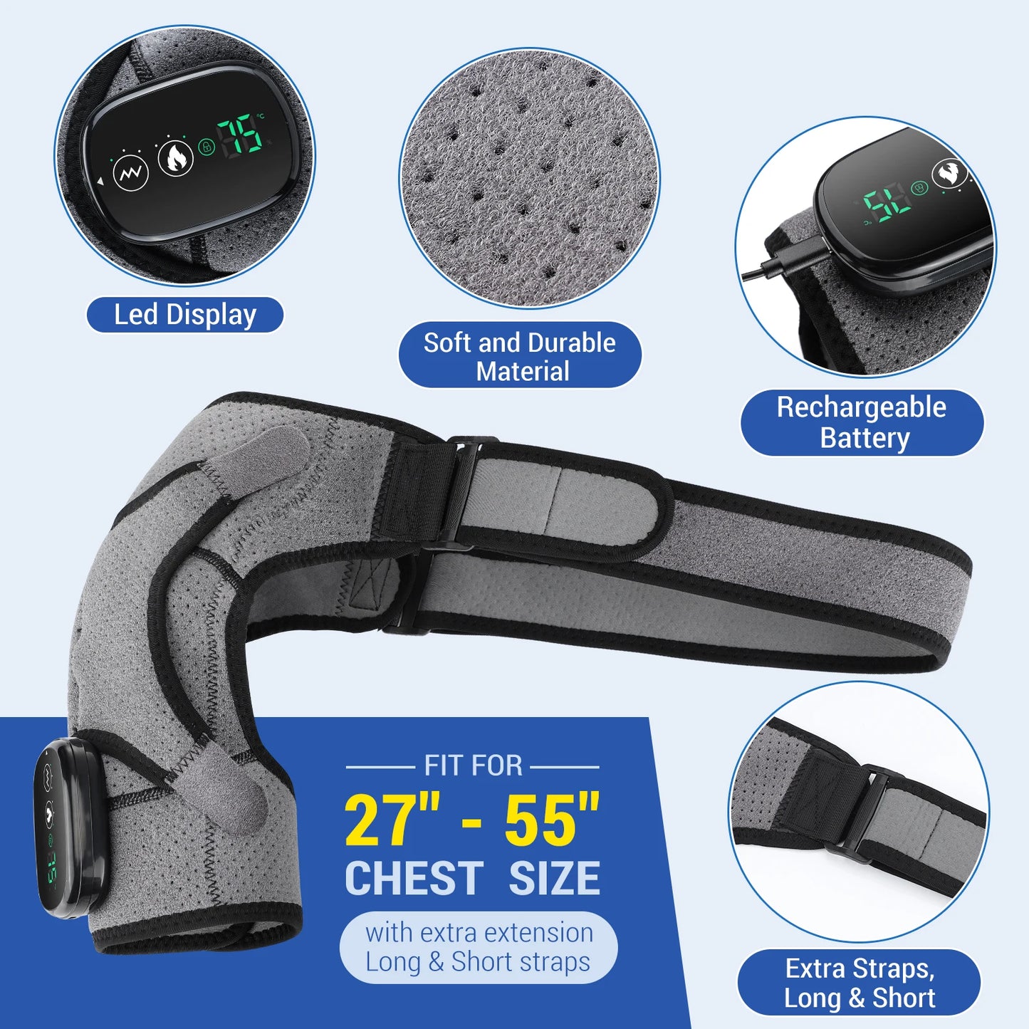 Hailicare Electric Heating Shoulder Massage Brace Belt