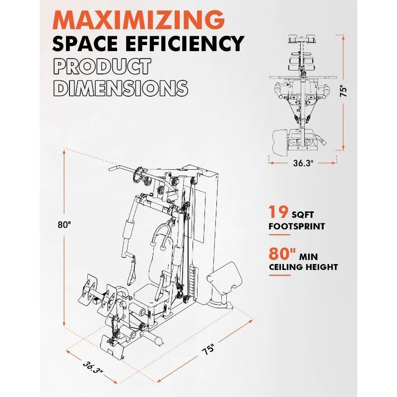 Mikolo Home Gym Station With 150Lbs Weight Stack Pro