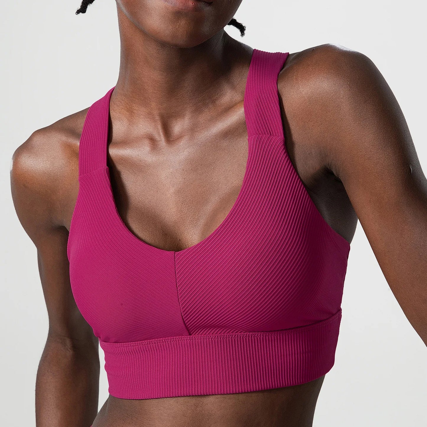 COZOKCN High Impact Yoga Bra For Women Ribbed Quick Dry