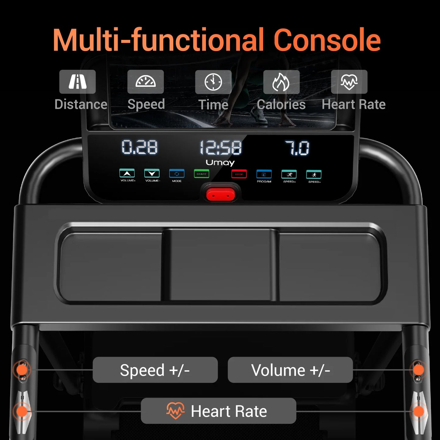 Driving Power 3HP Brushless Foldable Home Treadmill Quiet