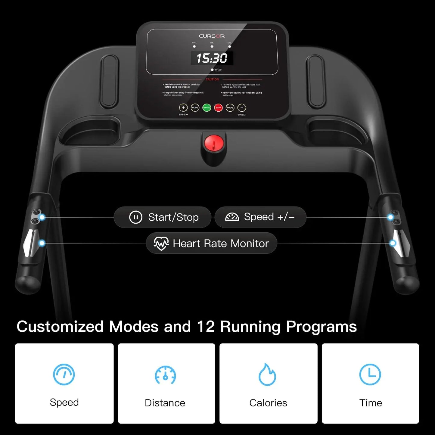 Driving Folding Treadmill With Pulse Sensors 2.5 HP