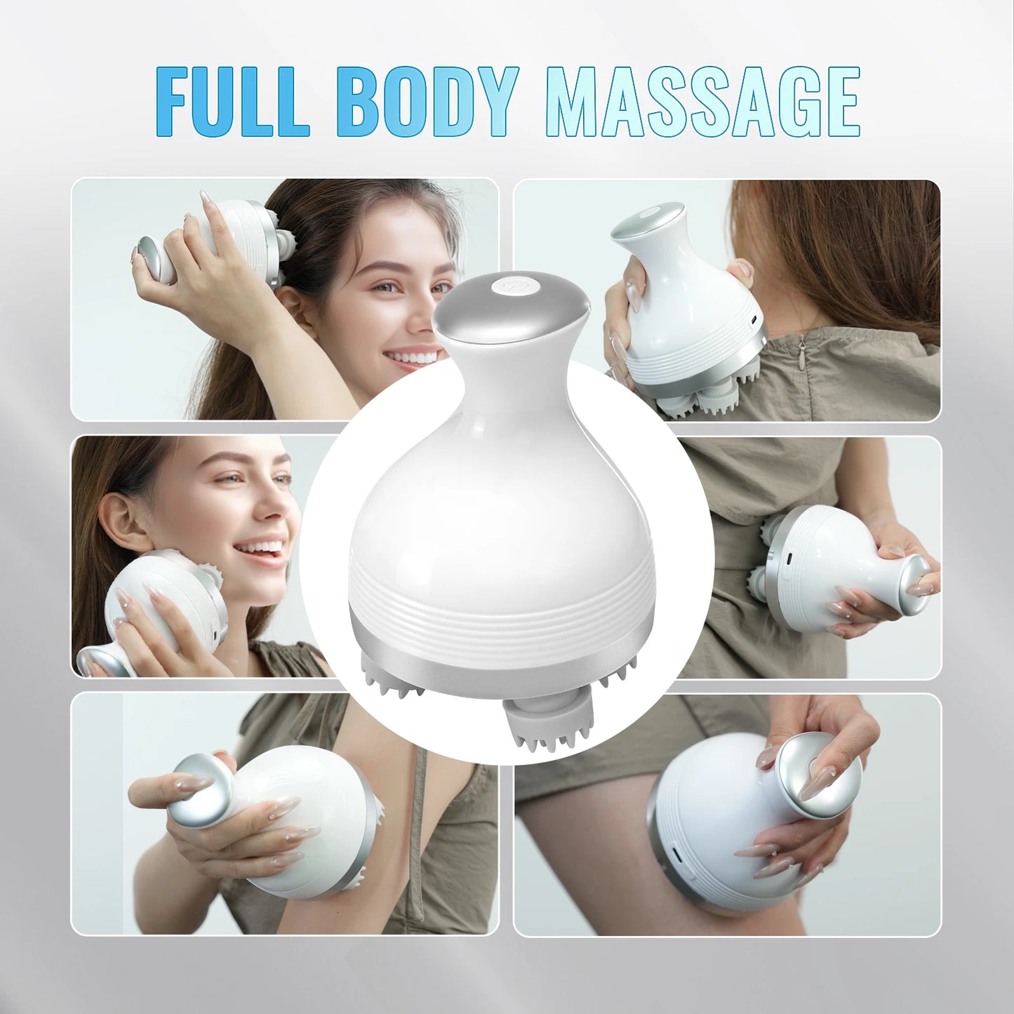 Electric Scalp Massager with Kneading Nodes for Hair Growth
