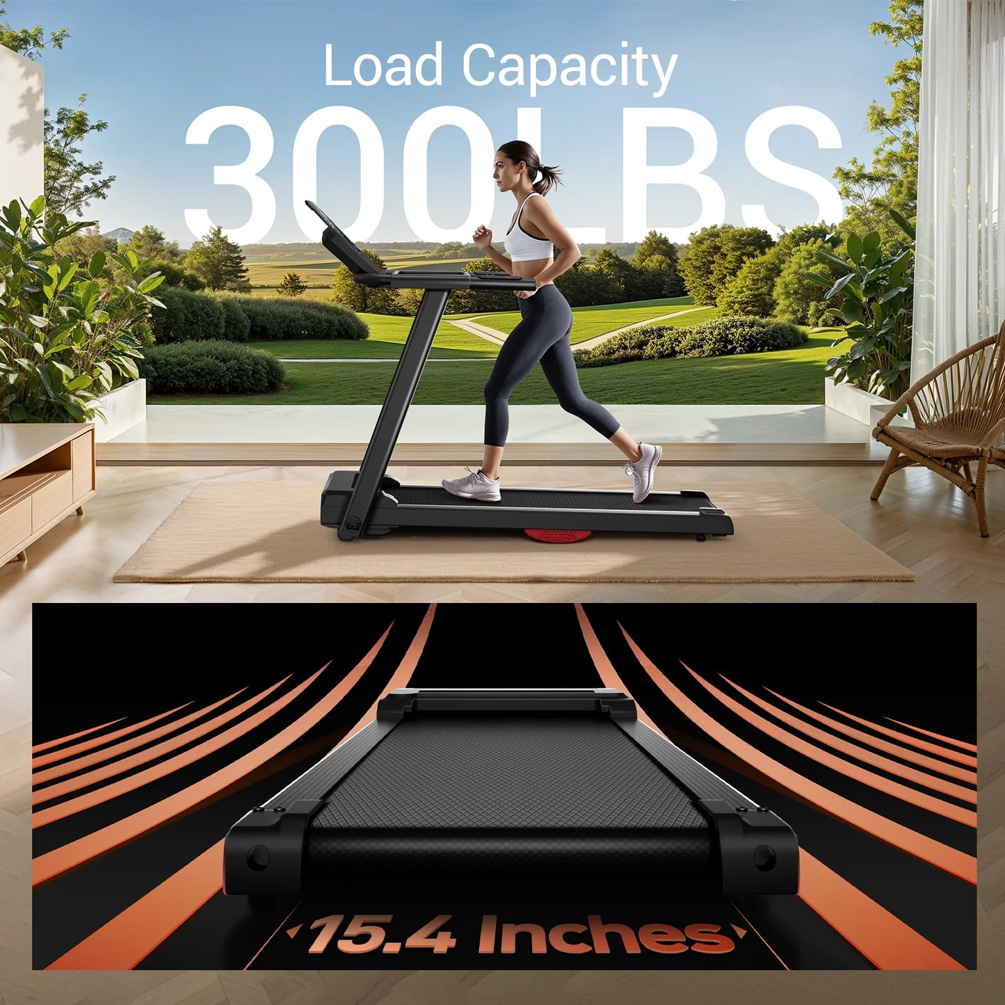 Driving Power 3HP Brushless Foldable Home Treadmill Quiet
