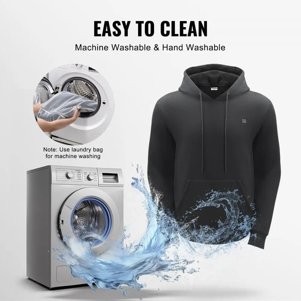 Closure Heated Hoodie Sweatshirt Unisex Battery Powered