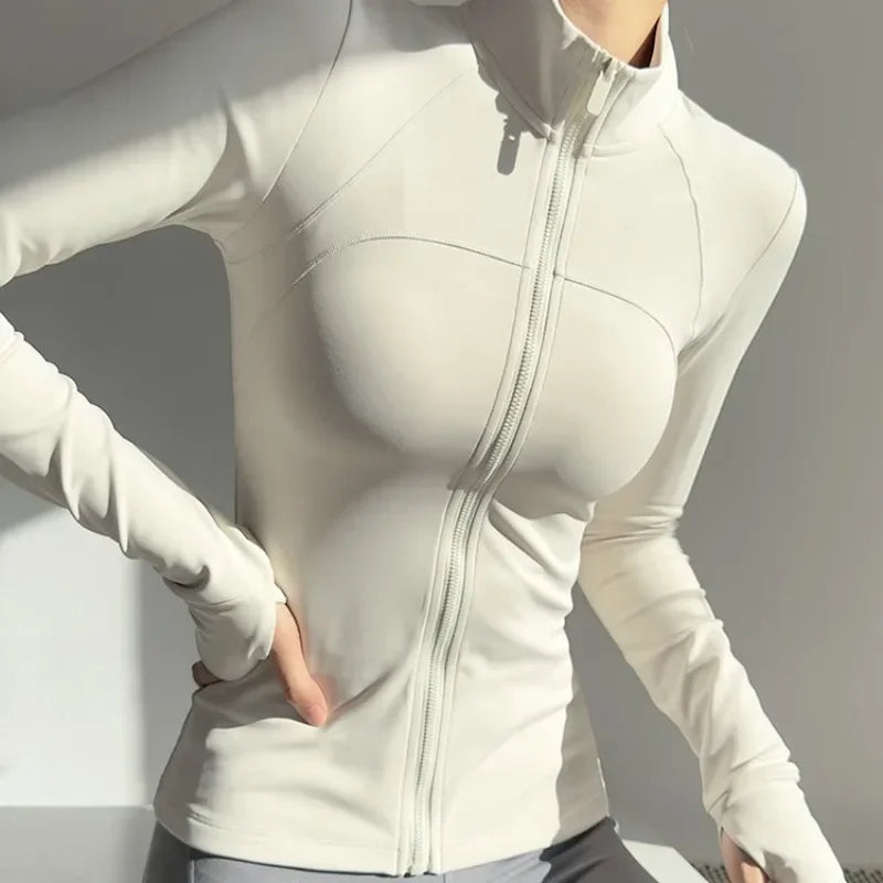 Womens Zip Fitness Jacket Breathable Quick Dry Long Sleeve