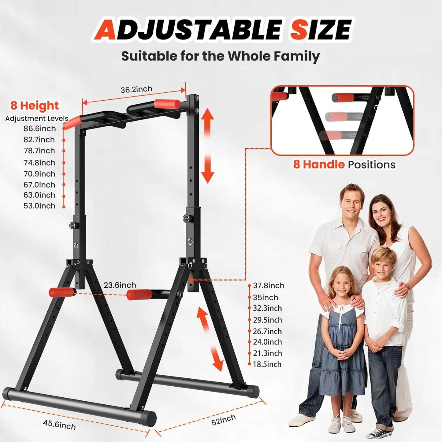 Exerciser Foldable Power Tower Pull Up Bar Dip Station