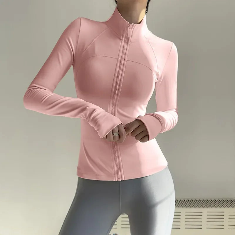 Womens Zip Fitness Jacket Breathable Quick Dry Long Sleeve