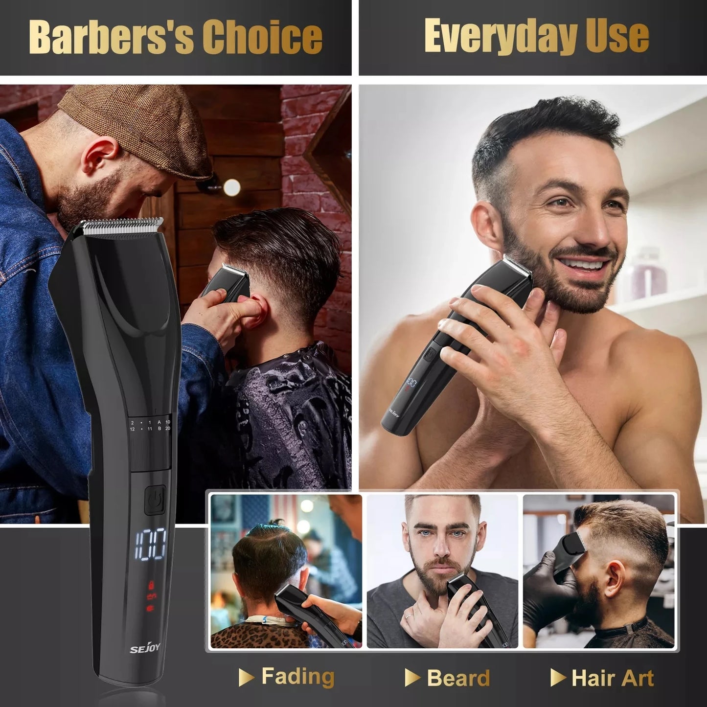 Sejoy Cordless Professional Hair Clippers Shaving Kit
