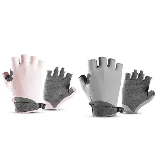 Guangdong Breathable Half Finger Motorcycle Gloves Ice Silk UV Protection