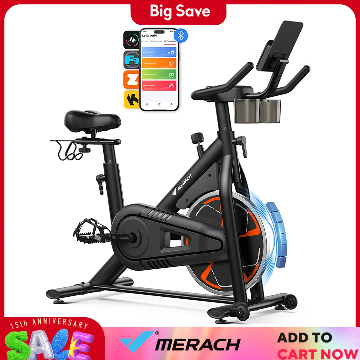 MERACH S36 Magnetic Indoor Cycling Bike With App Control