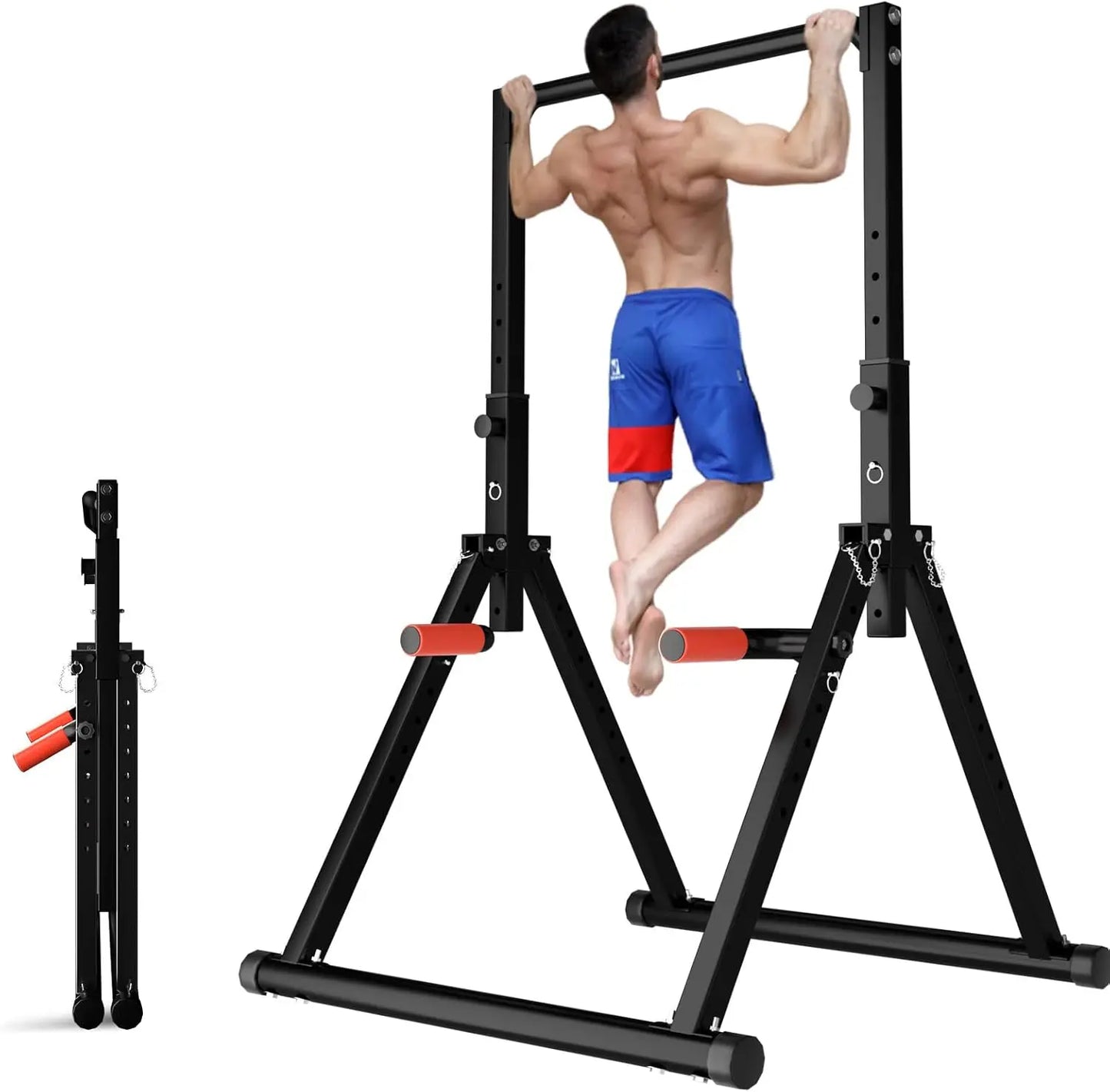 Exerciser Foldable Power Tower Pull Up Bar Dip Station