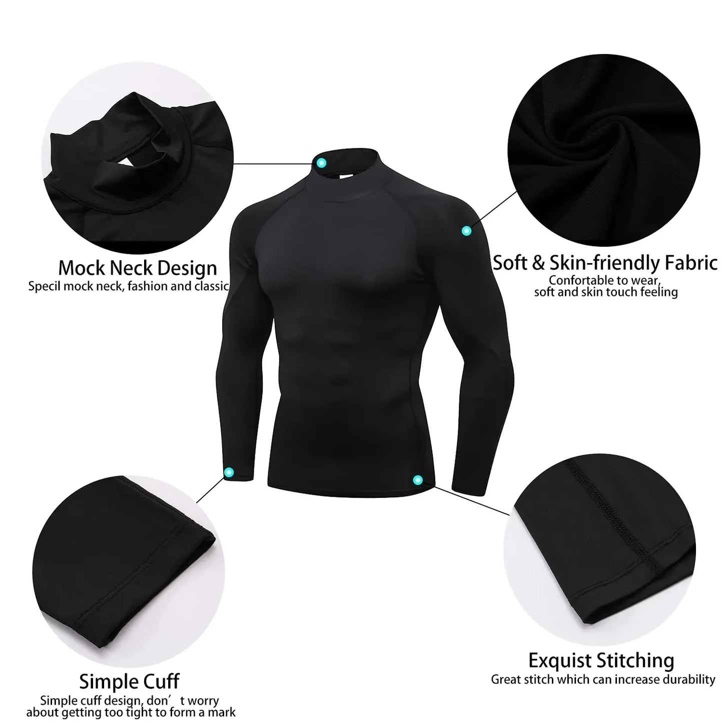 Mens Compression Long Sleeve Turtleneck Shirt Quick Dry