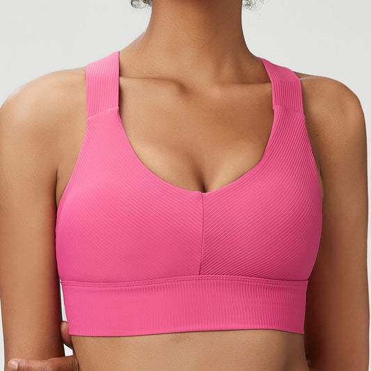 COZOKCN High Impact Yoga Bra For Women Ribbed Quick Dry