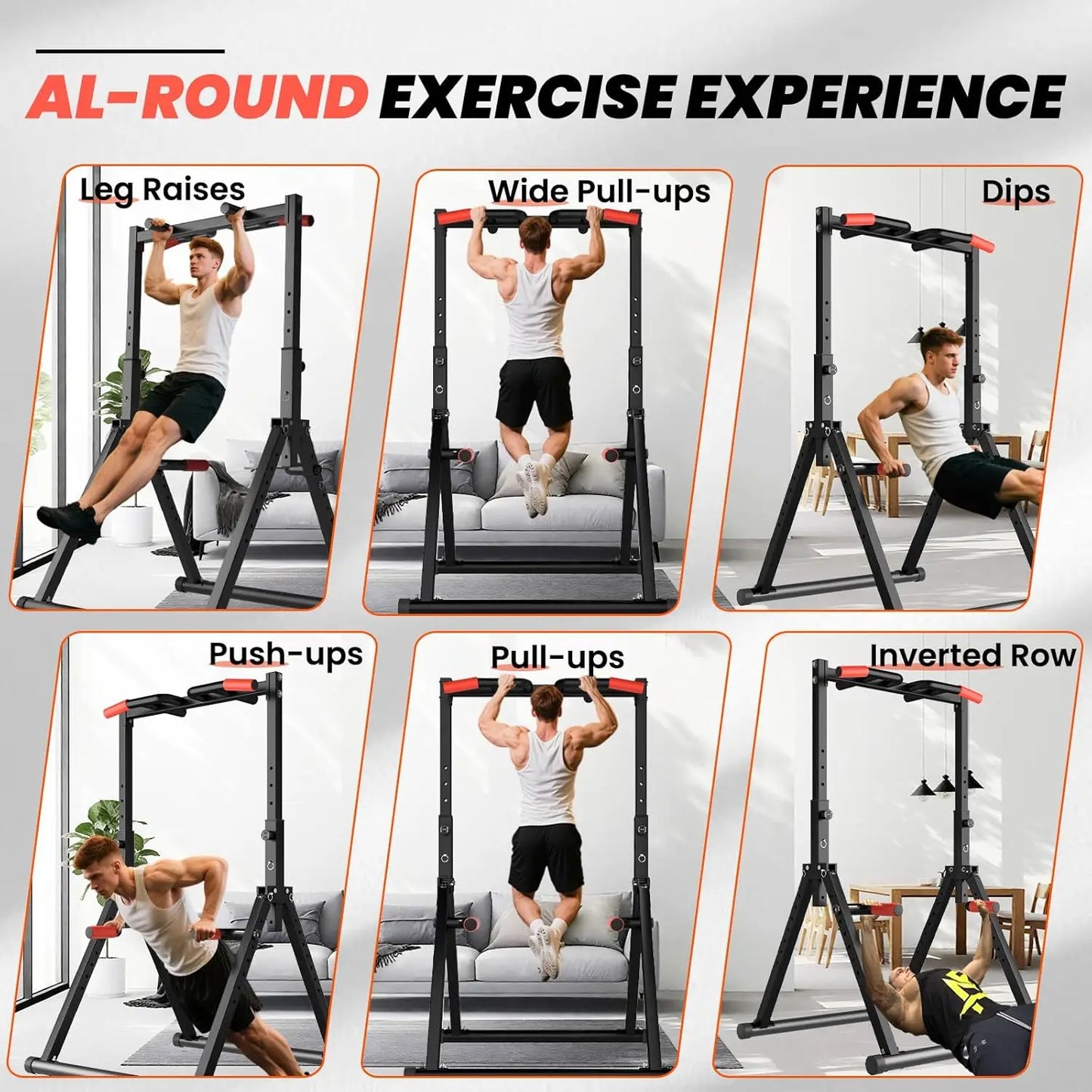 Exerciser Foldable Power Tower Pull Up Bar Dip Station