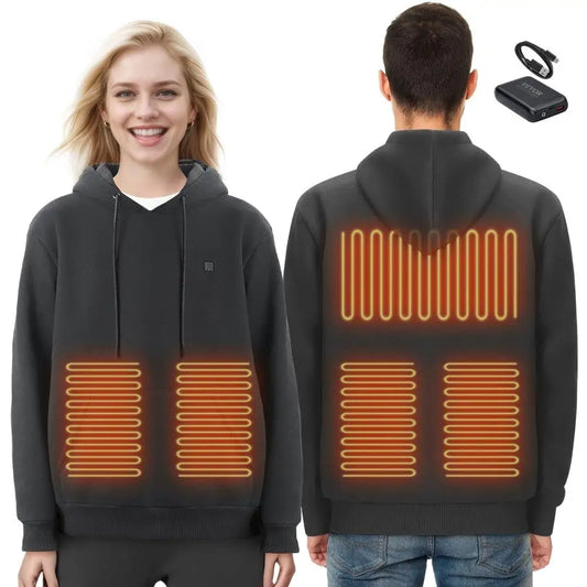 Closure Heated Hoodie Sweatshirt Unisex Battery Powered
