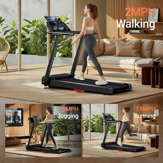 Driving Power 3HP Brushless Foldable Home Treadmill Quiet