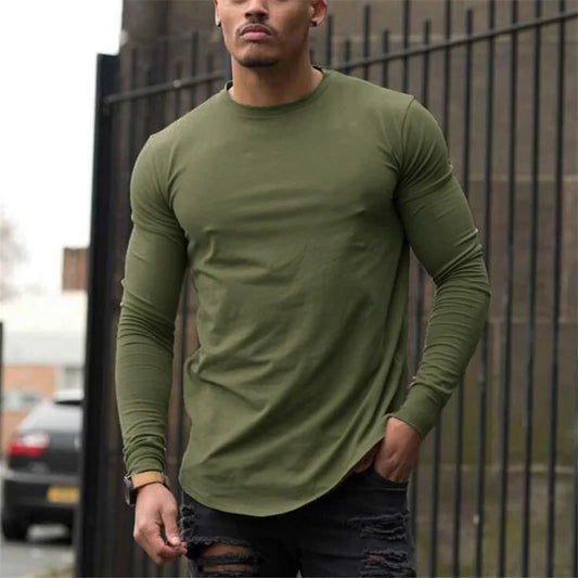 Plain Cotton Breathable Long Sleeve Gym Shirt for Men