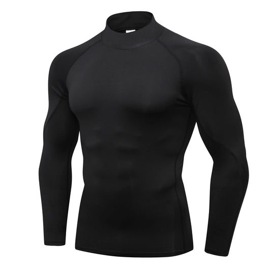 Mens Compression Long Sleeve Turtleneck Shirt Quick Dry